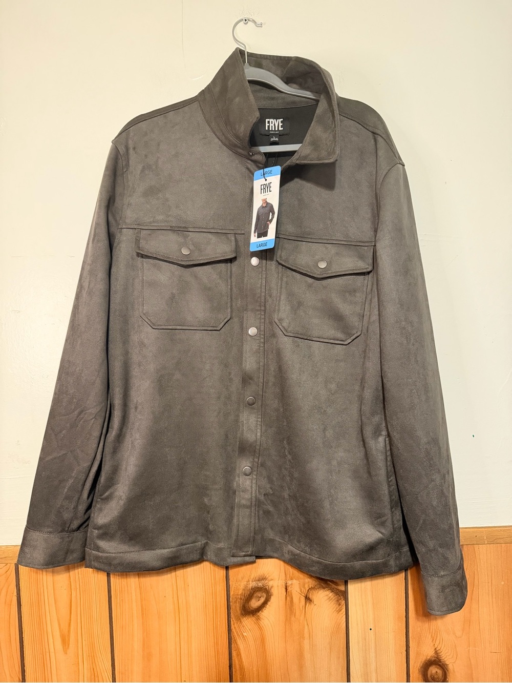 FRYE Men's Charcoal Suede Shirt Jacket
